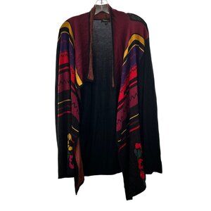 Cupio Women's Mixed Print Cardigan Open Front Multicolor Size 3X